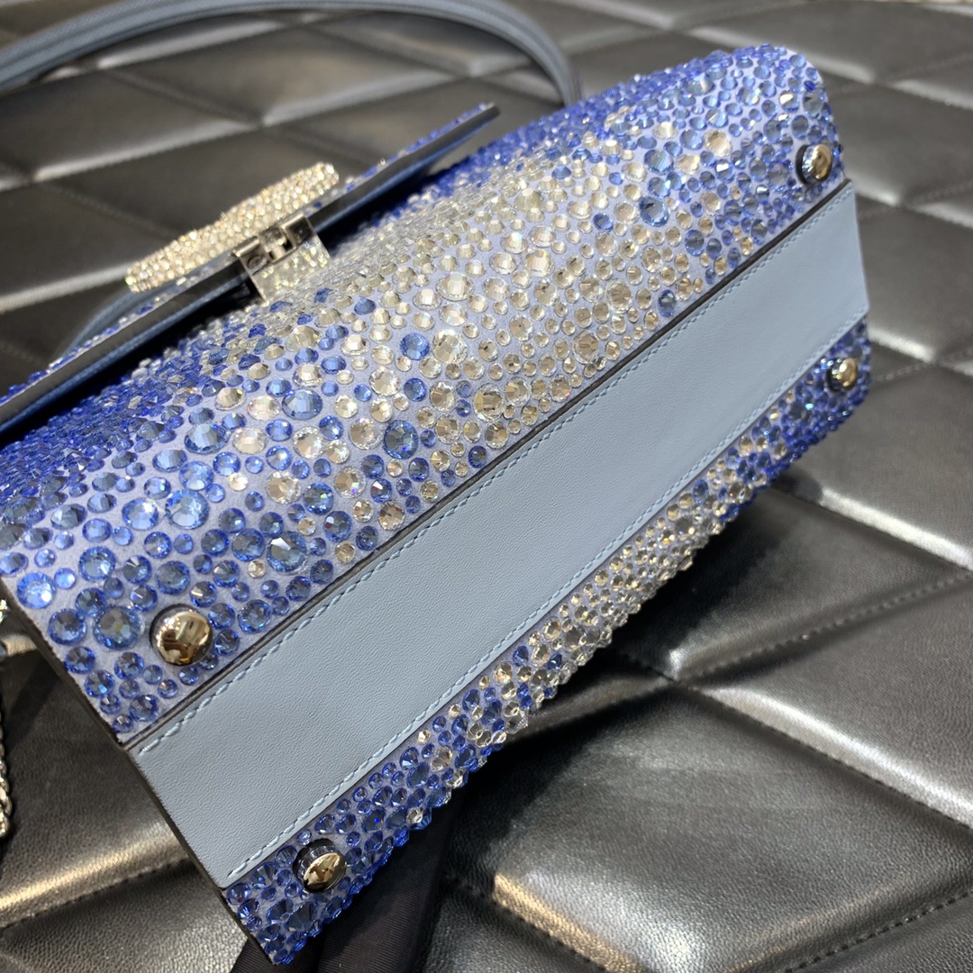 Valentino Garavani Vsling Mini Handbag Entirely Covered in Blue Rhinestones 